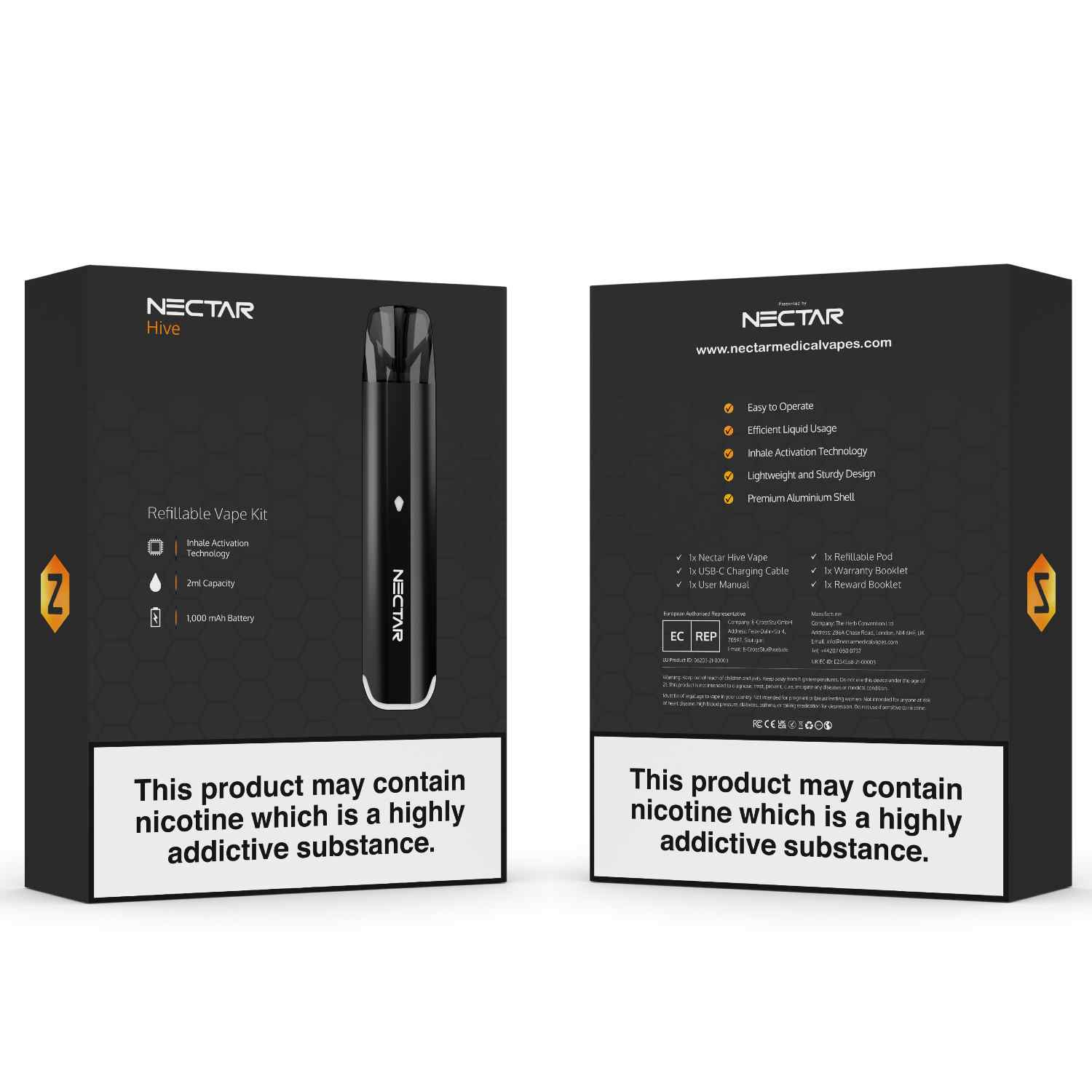 Nectar Hive Vape Packaging Front and Back